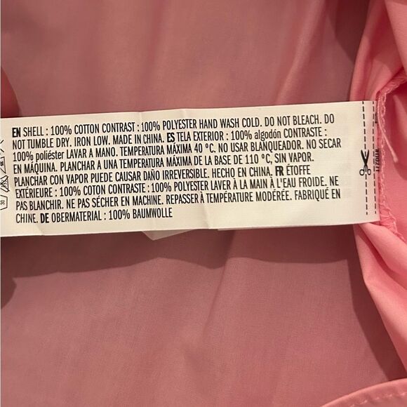 Anthropologie Endless Rose Pink Lace Poplin Bell Sleeve Blouse Large TJ027T - Picture 9 of 14